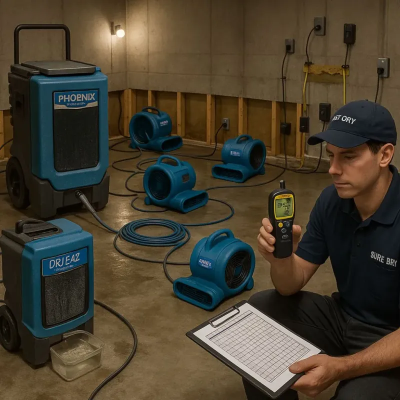 Structural Drying and Dehumidification process in Sappington, MO